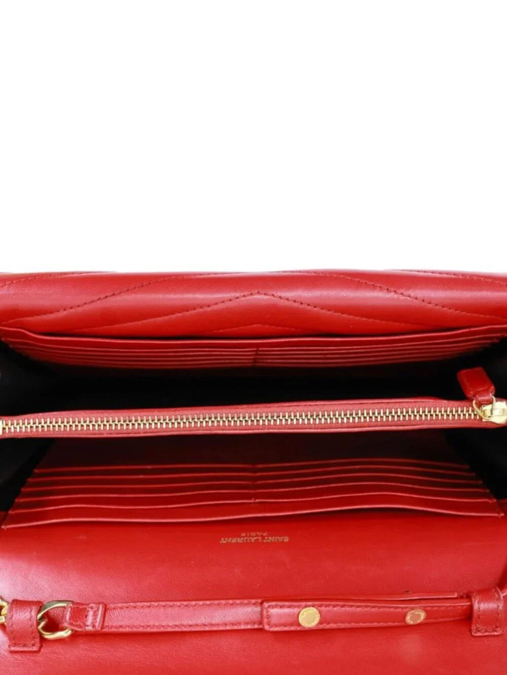 Yves Saint Laurent  Sulpice Matelasse Leather Wallet On Chain Red